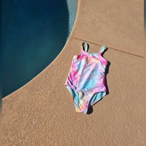 Girls Unicorn Tie-Dye One Piece Swimsuit